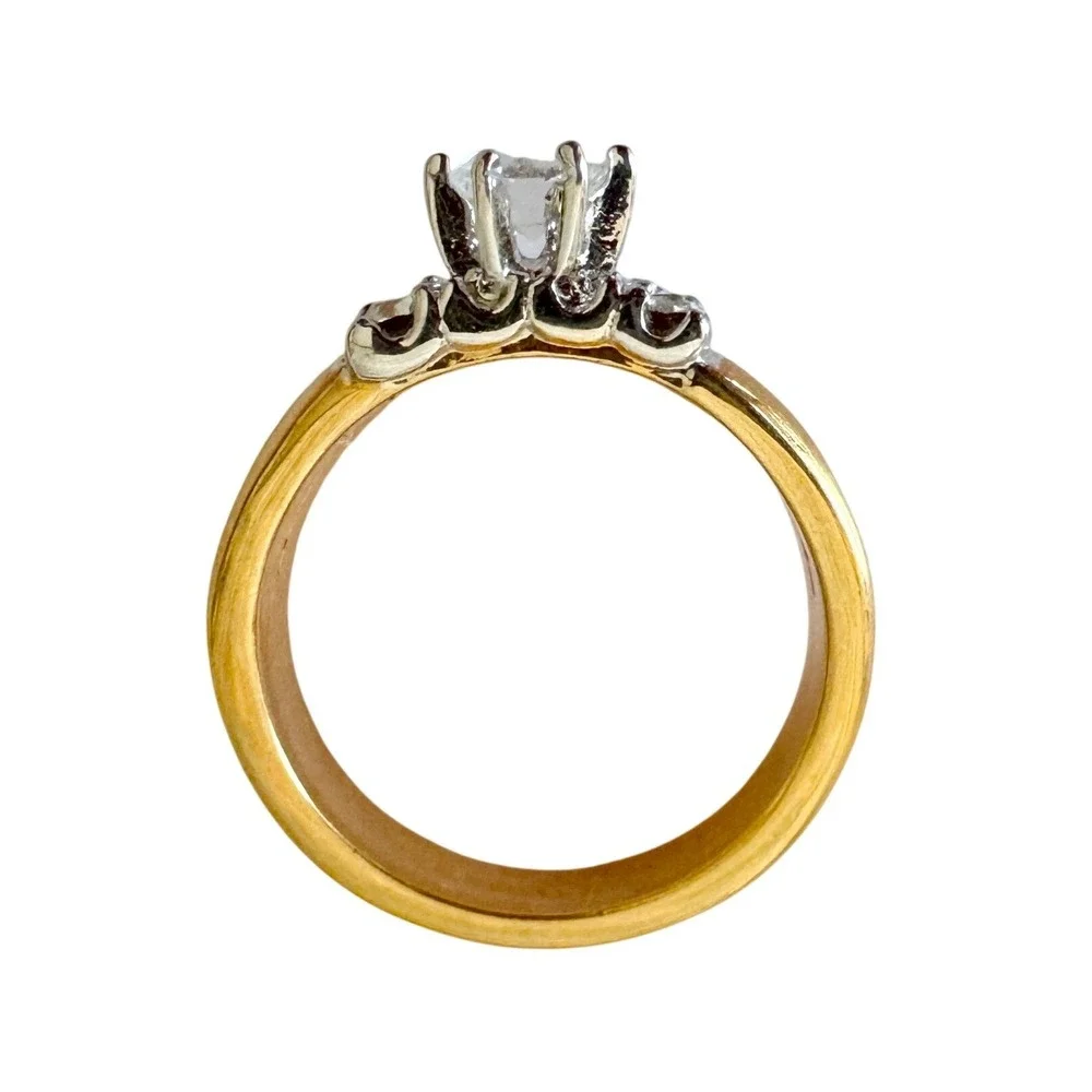 Vintage Cubic Zirconia Engagement Wedding Ring Double Band 18kt Gold Plated Sz 9